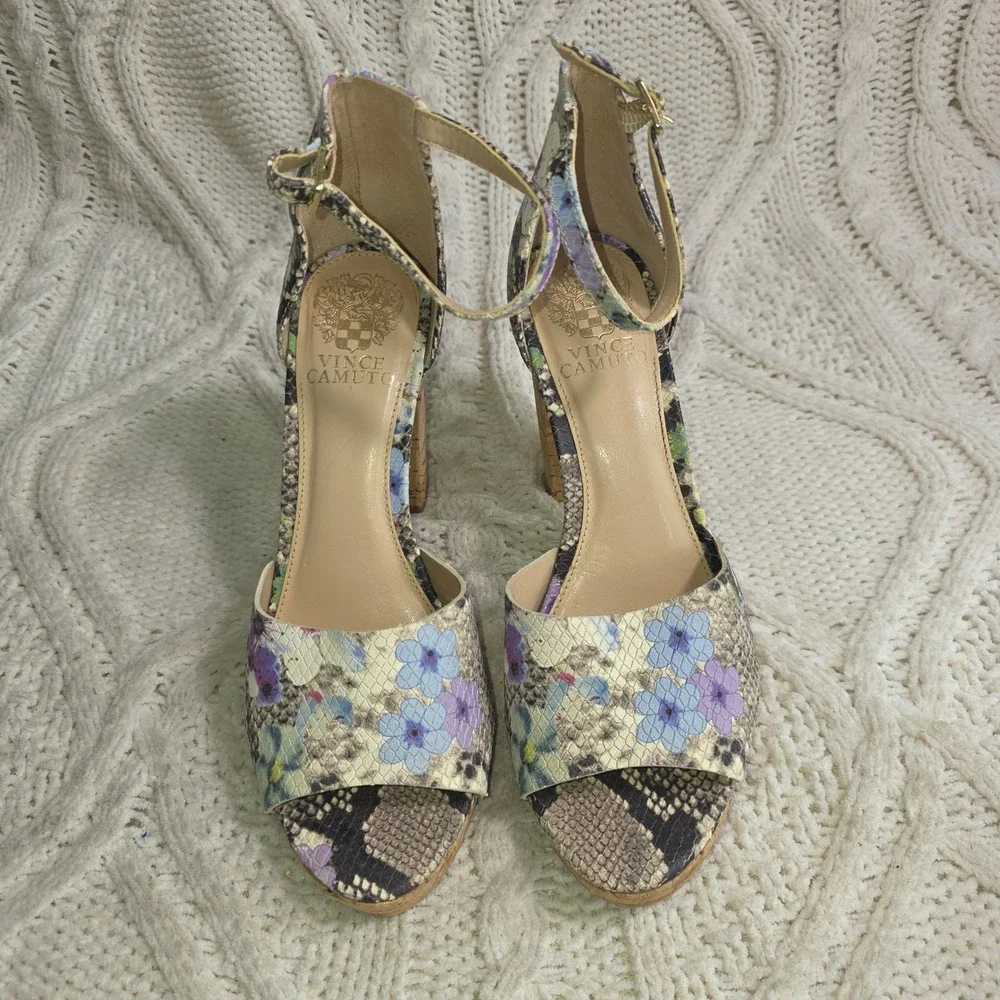 Vince Camuto Floral Snakeskin Platform Sandals‎ Multicolor Women 8.5 Excellent